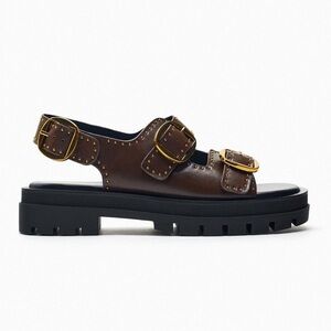 Zara Buckled Chunky Lug Sole Leather Sandals